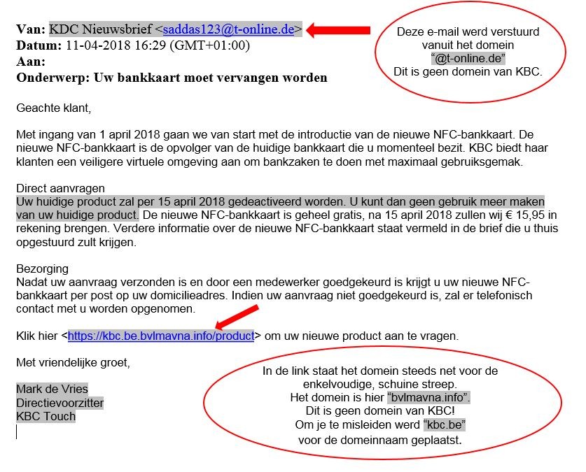 Voorbeeld phishingmail Opgelet voor phishingmails