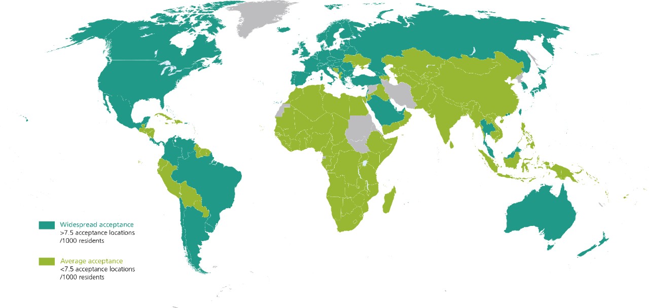Your Mastercard Business Essential card, accepted worldwide Mastercard is accepted in 210 countries, just like Visa.
